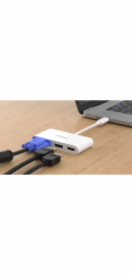 USB Adapter, USB-C Stecker > VGA + HDMI + DisplayPort Buchse