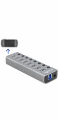 Delock USB 3.2 Gen 1 Hub mit 7 Ports + 1 Schnellladeport + 1 USB-C PD 3.0 Port , USB-Hub 63264