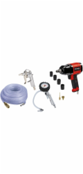 Einhell Pneumatický rázový utahovák TC-PW 340 s příslušenstvím, 10dílná sada (černá/červená, povolovací moment 340 Nm, 1/2")