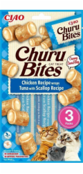INABA Churu Bites Kuře s tuňákem a mušlemi - pamlsek pro kočky - 3x10 g