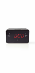 NEDIS digitální budík s rádiem/ LED displej/ 3,5 mm jack/ AM/ FM/ odložené buzení/ časovač vypnutí/ 2 alarmy/ černý