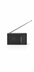 NEDIS přenosné rádio/ AM/ FM/ napájení z baterie/ analogové/ 1.5 W/ výstup pro sluchátka/ černé