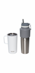 Asobu Twin Pack Bottle with Mug white, 0.9 L + 0.6 L