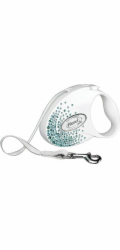 FLEXI Glam Splash Leaf with Swarovski crystals M - Dog Retractable lead - 5 m - white