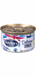 BUTCHER S CLASSIC DELICIOUS VEČEŘE Mokré krmivo pro kočky Mousse Tuňák a mořské ryby 85 g