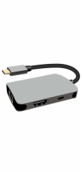 PremiumCord ku31dock18 PREMIUMCORD Adaptér USB-C na HDMI + RJ45 + PD adaptér, hliníkové pouzdro