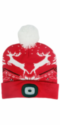 Čiapka Strend Pro X-mas červená, so sobmi, L, 4x SMD LED, USB nabíjanie