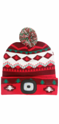 Čiapka Strend Pro X-mas červeno-hnedá, L, 4x SMD LED, USB nabíjanie
