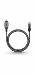 Goobay Ethernetový kabel USB-C 3.2 Gen2 samec > RJ-45 samec (černo-stříbrný, 1 metr, opletený textilní plášť)