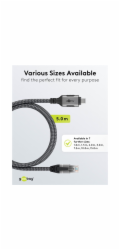 Goobay Ethernetový kabel USB-C 3.2 Gen2 samec > RJ-45 samec (černo-stříbrný, 5 metrů, opletený textilní plášť)
