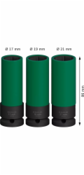 Bosch Powertools Sada rázových nástrčných klíčů PRO 1/2", 3dílná (černá, hluboká, s ochranou okraje)