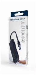 Gembird 4portový USB 3.2 (Gen. 1) HUB černý