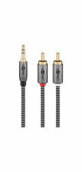 Goobay Plus audio adaptérový kabel AUX 3,5 mm jack > stereo RCA zástrčka (černo-stříbrná, 5 metrů)