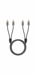 Goobay Stereofonní cinch kabel Plus (černo-stříbrný, 1 metr)