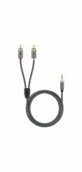 Goobay Plus audio adaptérový kabel AUX 3,5 mm jack > stereo RCA zástrčka (černo-stříbrná, 2 metry)