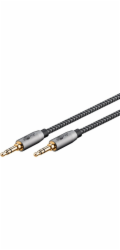 Goobay Propojovací audio kabel Plus AUX 3,5 mm stereo (černý/stříbrný, 0,5 metru)