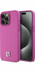 DKNY  DKHMP15XPSHRPSP iPhone 15 Pro Max 6,7 růžové/růžové pevné pouzdro Kožený Monogram Vzor Kovové Logo MagSafe