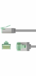 Goobay Ultra-flexibilní patch kabel Cat.8.1 tenký, U/FTP (šedý, 5 metrů, extra krátké zástrčky)