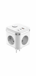 Viking síťový adaptér Y33, 3x 230 V, 1x USB-A, 2x USB-C, tlačítko ON/OFF, bílá