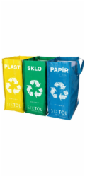 Sada Sixtol tašky na tříděný odpad Sort Easy 3 Slim, 18 x 30 x 40 cm, 3 x 22 l, 3 ks