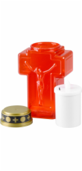 Svíčka MagicHome, kříž, LED, na hrob, červená, 2xAA, 15,3x6,8 cm, (součástí balení 2xAA)