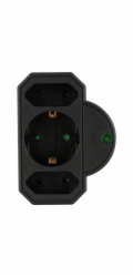 REV Plug Adapter 3-fold  with Surge Protection, black