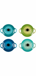 Le Creuset Stoneware Set of 4  petite Casseroles 10x5cm ocean