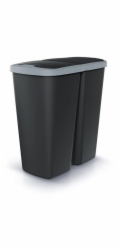 Odpadkový koš Prosperplast COMPACTA Q DUO, 45 l černý se světle šedým víkem