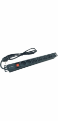 Rozvodný panel Conexpro 19" kombinovaný rozvodný panel 2x FR + 8x IEC C13, 16A, 1.4m, černý