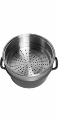 Staub La Cocotte 24cm round,  with Steamer Insert, Black