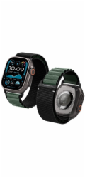 Spigen remienok Fabric Band pre Apple Watch 44-49mm - Black Green