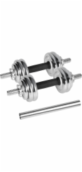 REBEL ACTIVE Chromované nastavitelné činky v pouzdře 15 kg s činkou