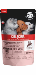 PET REPUBLIC Junior Jemně nakrájené telecí maso - Mokré krmivo pro psy - 100 g