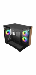 Cooler Master case Elite 481 Wood, mATX, Průhledná bočnice, 3x 120mm ARGB Fan, Černá