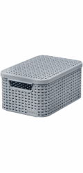 Košík s vekom Curver® STYLE S, sivý, s vekom, 19.8x29.1x14.2 cm