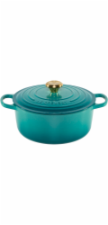 Le Creuset Signature Bräter  rund 26 cm bleu riviera