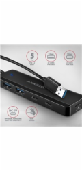 AXAGON HUE-C2A, 4× USB 5Gbps TRAVEL hub, 2× USB-A + 2× USB-C, USB-C napájení, kabel USB-A 19cm