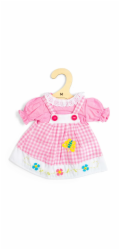 Bigjigs Toys Růžové kostkované šaty s laclem pro panenku 34 cm