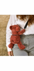 Doudou Plyšová taška přes rameno Medvídek terakotový 30 cm