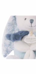 Doudou Dárková sada Plyšový králíček s dečkou 10 cm modrý
