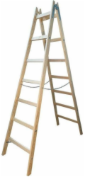 AWTools Dřevěný žebřík AWTOOLS 2x 7 schodů 150 kg