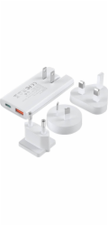 Choetech PD6011 PD65W GaN tenká cestovní mini nabíječka s USB-A+C (bílá)