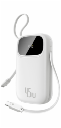Baseus Powerbanka EnerFill FC31 QPow3 20000mAh 45W s digitálním displejem a 2 vestavěnými kabely USB-C - bílá
