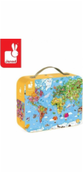 Janod Puzzle v kufru Obrovská mapa světa 300 dílků 7+, Janod