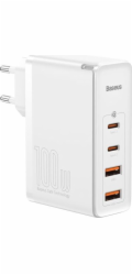 Baseus GaN2 Pro rychlonabíjecí adaptér 2x USB-C + 2x USB-A 100W bílá