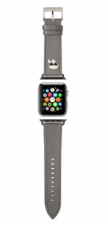 Karl Lagerfeld Karl Lagerfeld KLAWLOKHG Řemínek k Apple Watch 42/44/45 mm stříbrný/stříbrný řemínek Saffiano Karl Heads