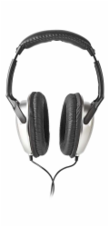 NEDIS kabelová sluchátka/ na uši/ ovládání hlasitosti/ kabel 2,70 m/ černo-stříbrné
