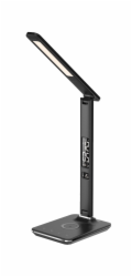IMMAX LED stolní lampička Kingfisher/ Qi nabíjení/ 8,5W/ 400lm/ 12V/2,5A/ 3 barvy světla/ sklápěcí rameno/ černá