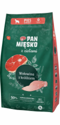 PAN MIESKO s bylinkami Hovězí maso s králíkem M - sušené mléko pro psy - 9kg
