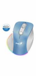 GENIUS Ergo 9000S Pro Light Blue/ duální Bluetooth + 2,4GHz/ 2400 dpi/ bezdrátová/ 6tlačítková/ dobíjecí/ RGB/ modrobílá
